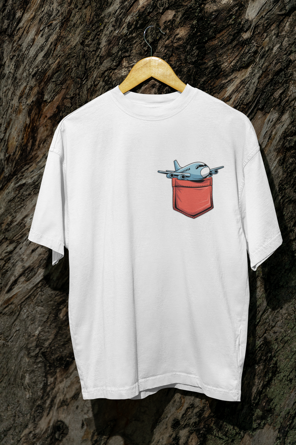 Plane in Pocket Oversized T-Shirt